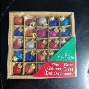 Kurt S Adler 25 Glass Ornaments Christmas Tree Ornament Mini Bulbs